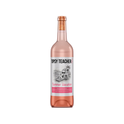 Summer Vacation semi-sweet rose wine bottle by Tipsy Teacher