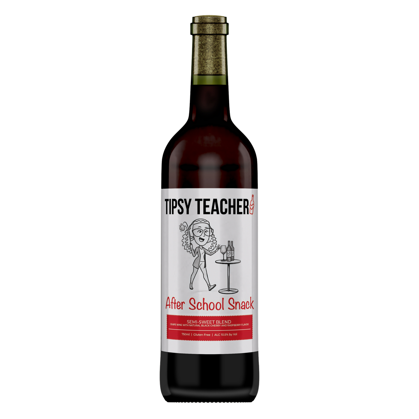 After School Snack semi-sweet red blend wine bottle by Tipsy Teacher