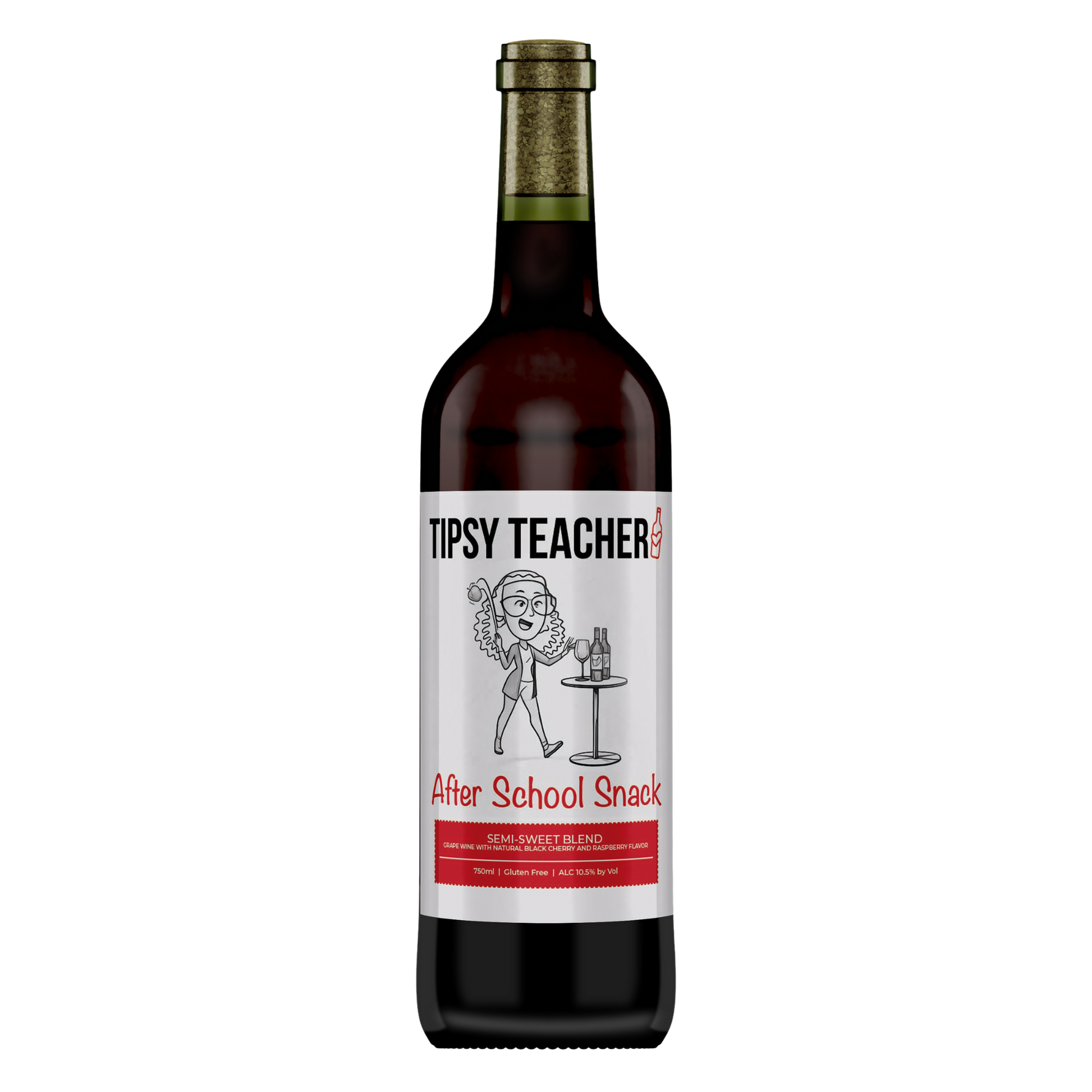 After School Snack semi-sweet red blend wine bottle by Tipsy Teacher