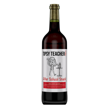 After School Snack semi-sweet red blend wine bottle by Tipsy Teacher