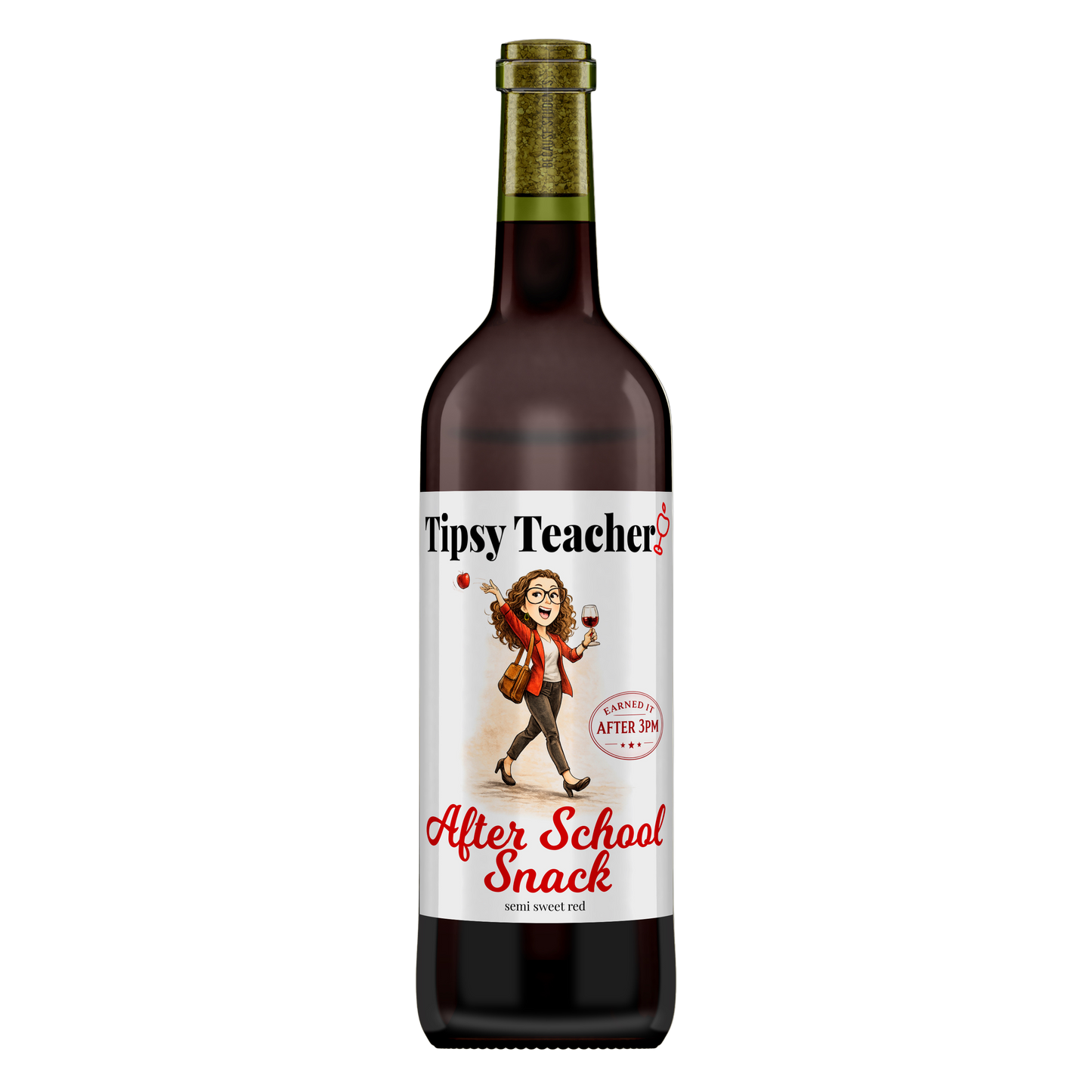 After School Snack semi-sweet red blend wine bottle by Tipsy Teacher