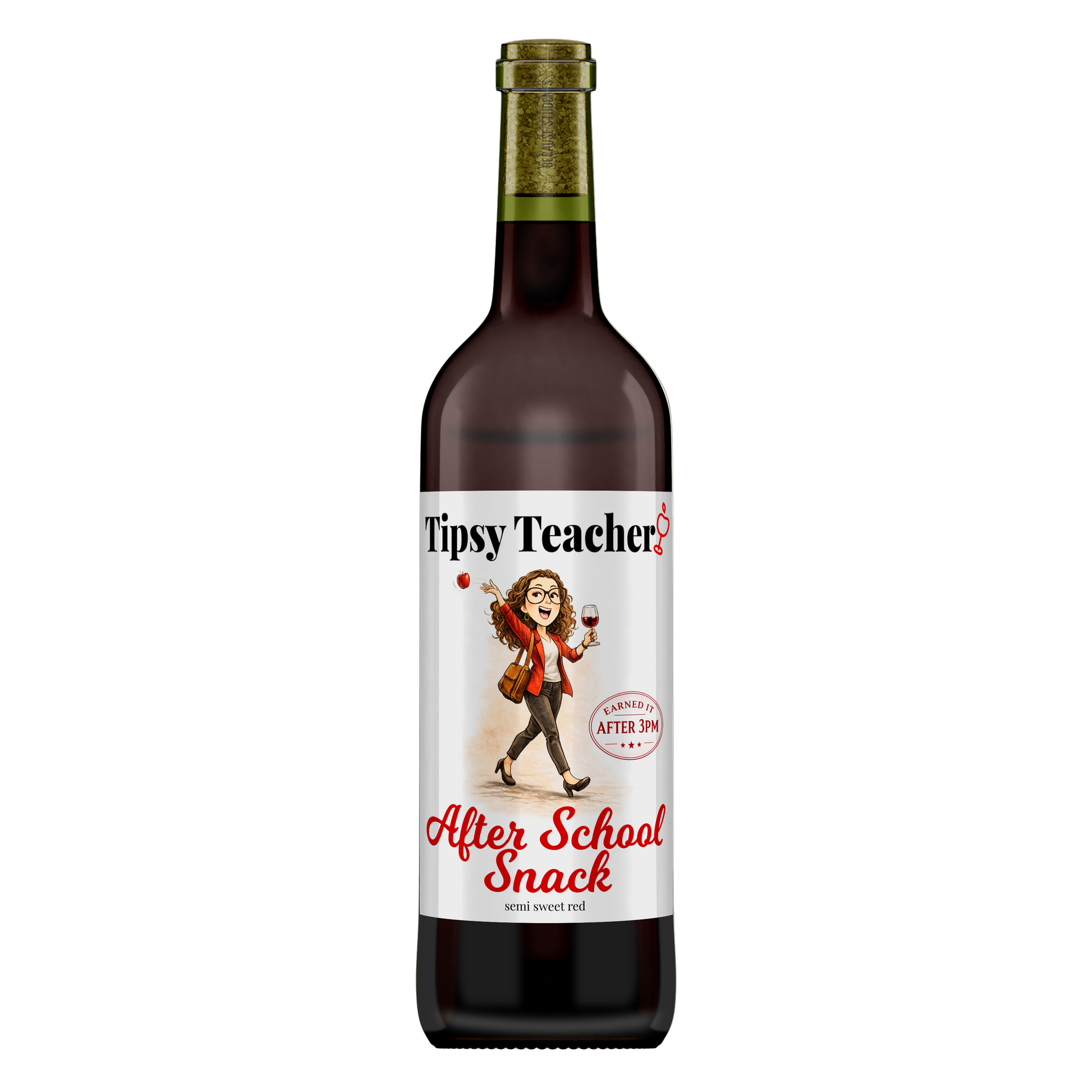 After School Snack semi-sweet red blend wine bottle by Tipsy Teacher