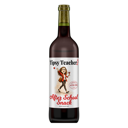 After School Snack semi-sweet red blend wine bottle by Tipsy Teacher