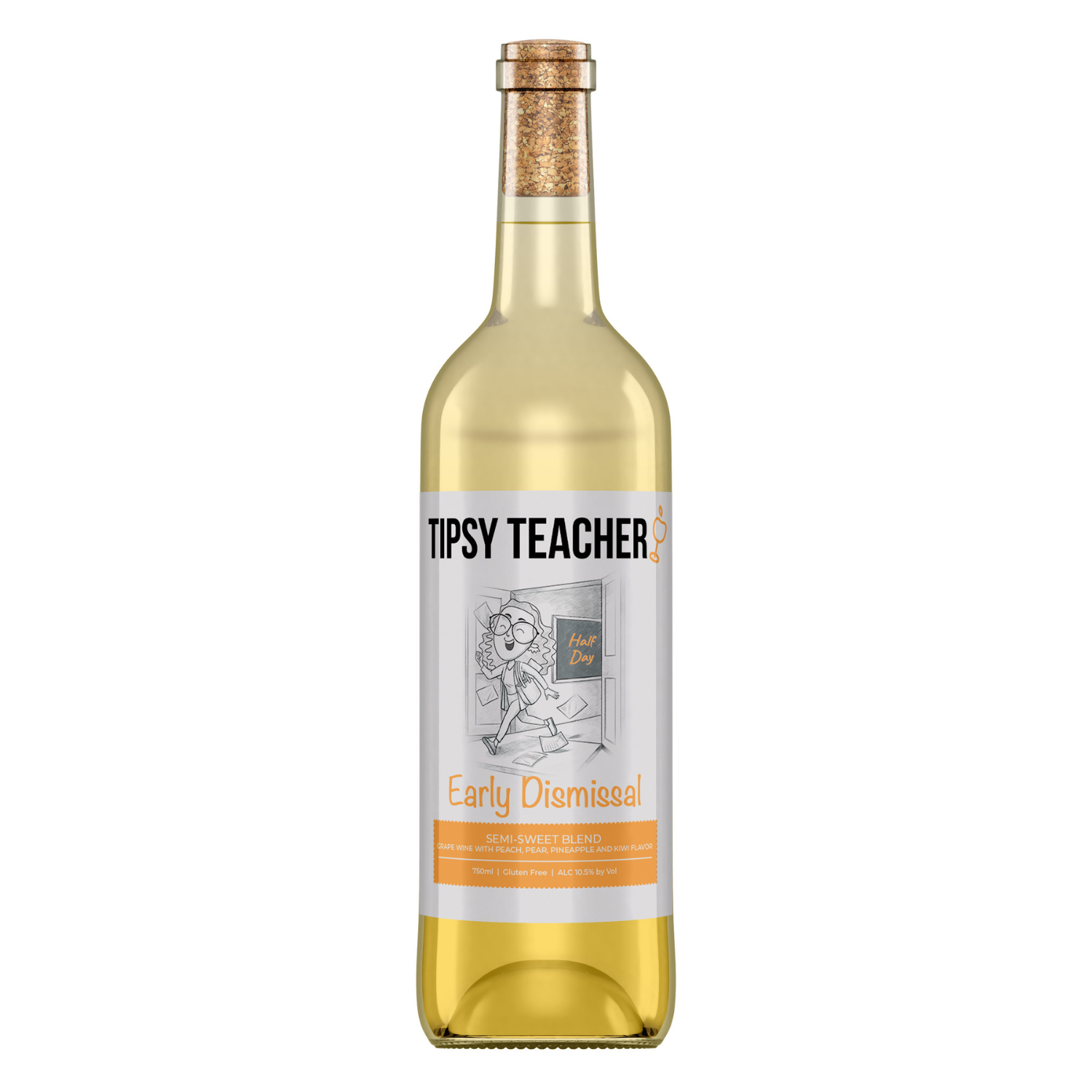 Early Dismissal semi-sweet white blend wine bottle by Tipsy Teacher